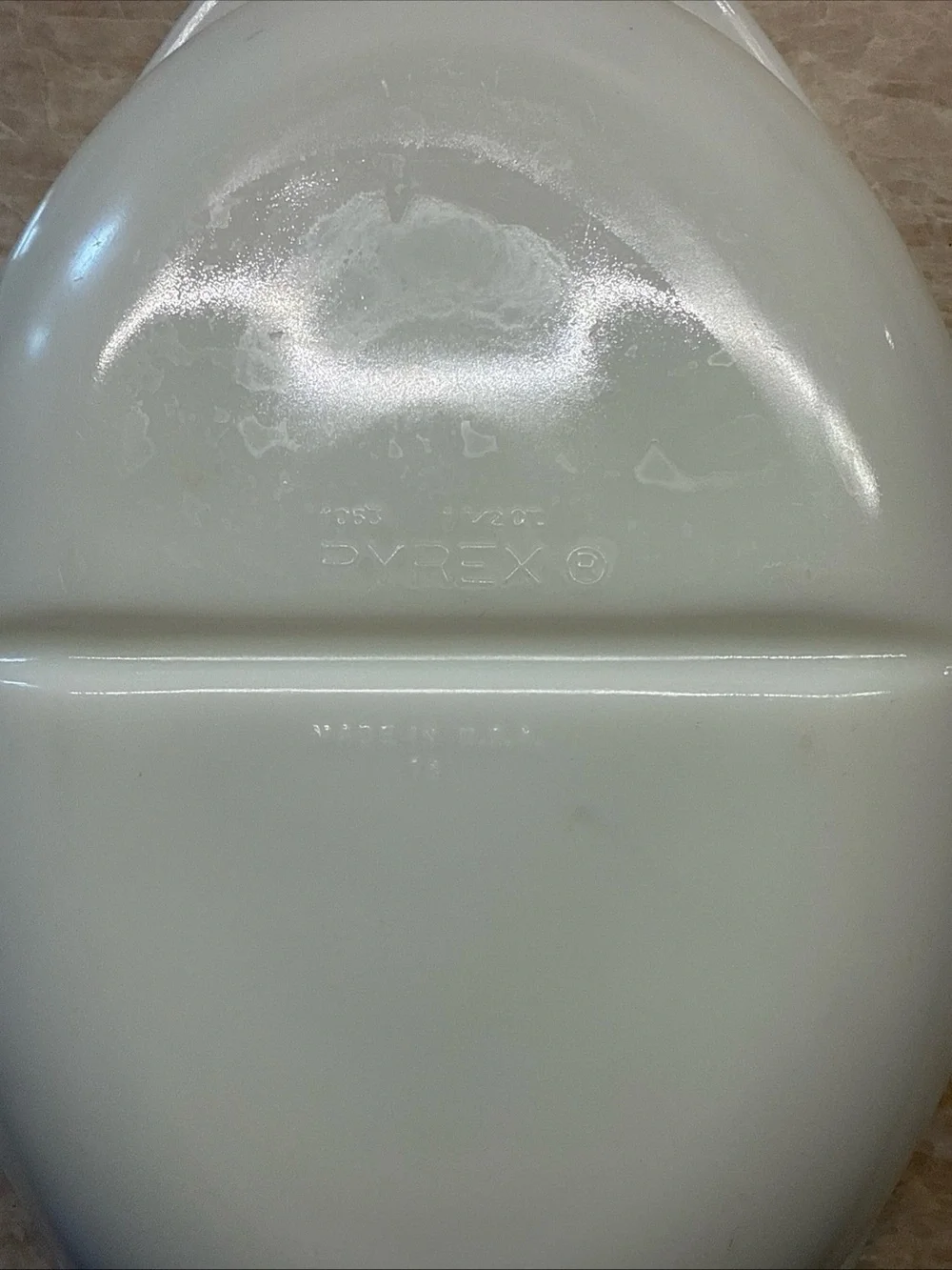 Vintage Pyrex Oval Divided Serving Dish 1.5 quart  White baking Dish, #1063